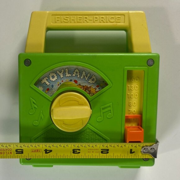 Vtg 1983 Fisher Price Toyland Musical Wind Up Radio Toy 795 Green 80s - Picture 10 of 10